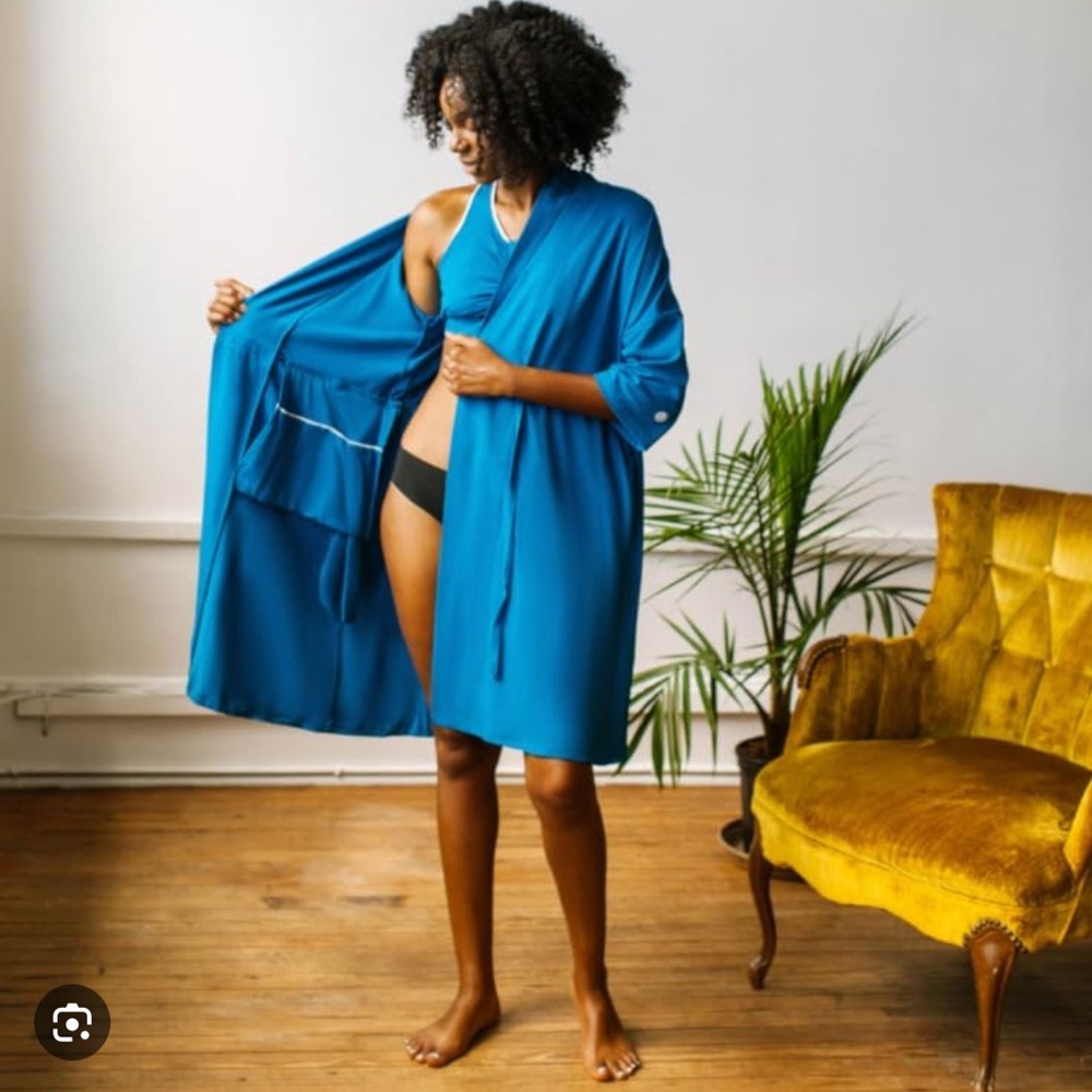 NWT The Brobe Surgical Recovery Robe In Blue Size XXXL 3X Mastectomy Recovery